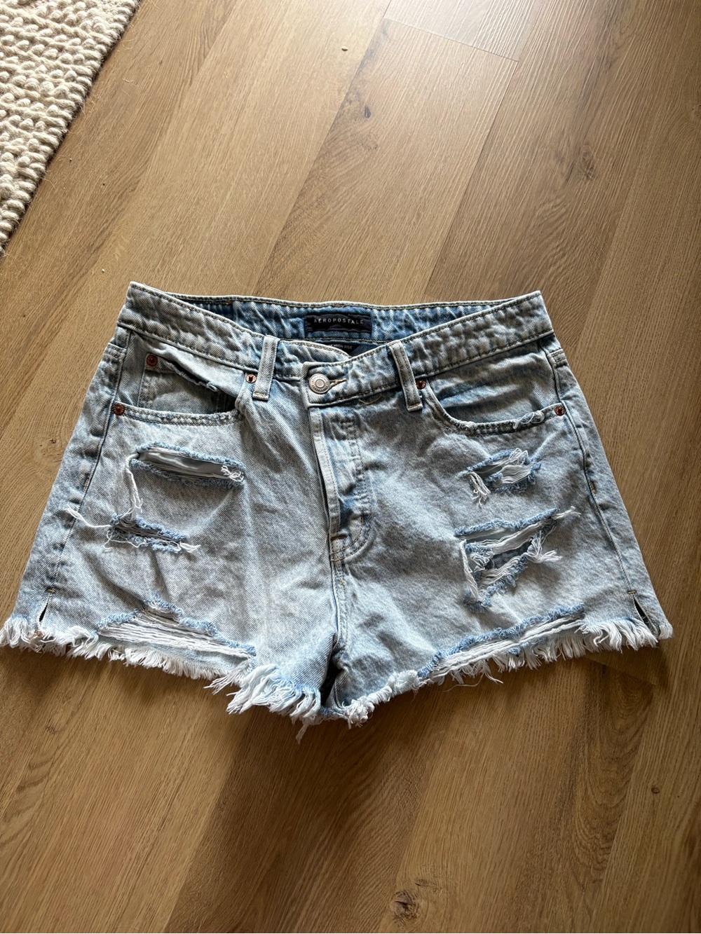Aeropostale Light Blue Distressed Denim Shorts